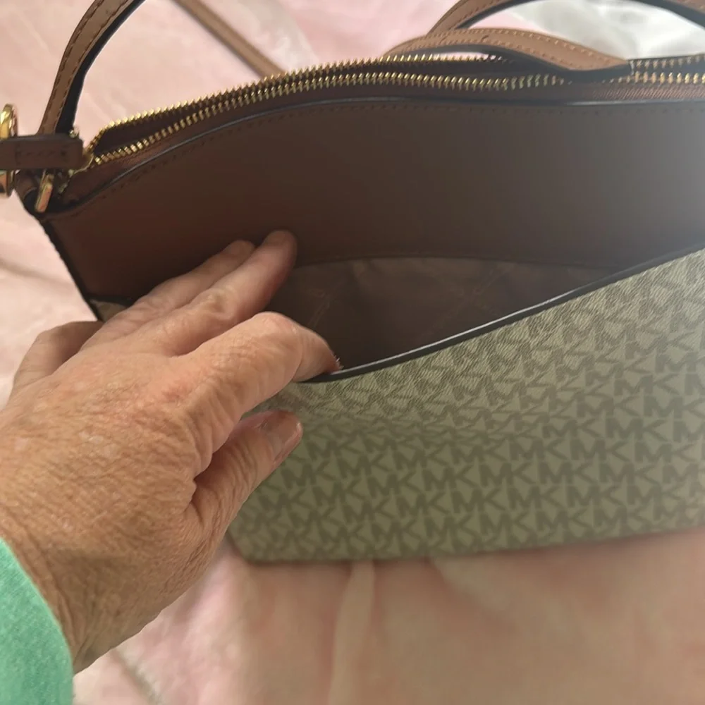 Michael Kors Cream and Tan Crossbody Bag New Without Tags
